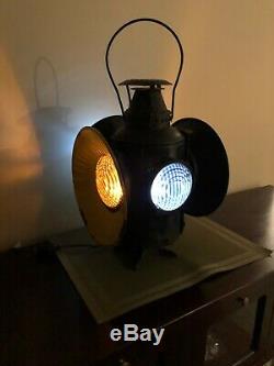 Adlake Non Sweating 4-Way Train Switch Marker Railroad Lamp Lantern Chicago