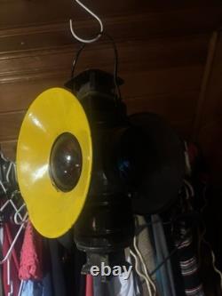 Adlake Non-Sweating Chicago Railroad Lantern Lamp, Green Lens, Yellow Reflector