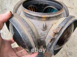 Adlake Non Sweating Lamp Chicago Railroad 4 lens Switch Signal Lantern ORIGINAL