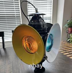 Adlake Non-Sweating Lamp Chicago Railroad Signal Lantern with Colored Lenses