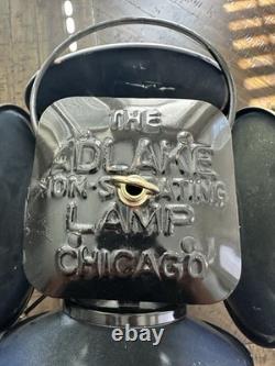 Adlake Non-Sweating Lamp Chicago Railroad Signal Lantern with Colored Lenses