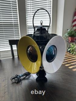 Adlake Non-Sweating Lamp Chicago Railroad Signal Lantern with Colored Lenses