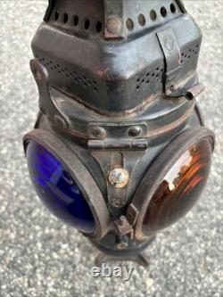 Adlake Non sweating Railroad Four way Switch Signal Lantern Lamp Missing 2 Lens