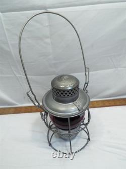 Adlake Penn Central Red Glass Globe RR Railroad Train Lantern Oil Lamp Kero