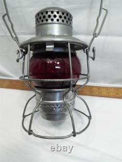 Adlake Penn Central Red Glass Globe RR Railroad Train Lantern Oil Lamp Kero