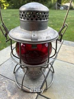 Adlake Penn Central Red Globe RR Railroad Train Lantern Lamp Kero Light Clean