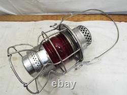 Adlake Penn Central Ribbed Red Globe RR Railroad Train Lantern Oil Lamp Kero