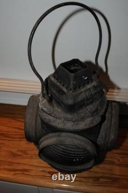 Adlake Railroad Signal Switch Lamp Lantern 4 Way Glass Lens Transportation Train