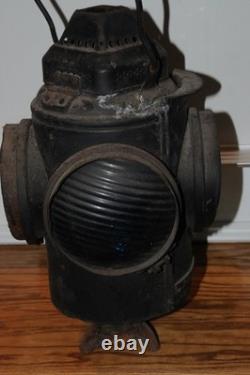 Adlake Railroad Signal Switch Lamp Lantern 4 Way Glass Lens Transportation Train