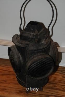 Adlake Railroad Signal Switch Lamp Lantern 4 Way Glass Lens Transportation Train