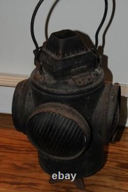 Adlake Railroad Signal Switch Lamp Lantern 4 Way Glass Lens Transportation Train