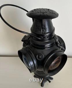 Adlake Railroad Signal Switch Lamp Lantern 4 Way Rock Island Lines Glass Lens