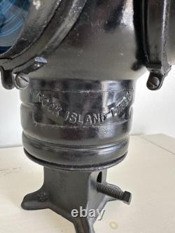 Adlake Railroad Signal Switch Lamp Lantern 4 Way Rock Island Lines Glass Lens