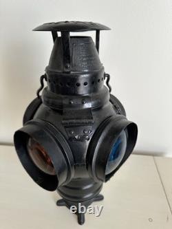 Adlake Railroad Signal Switch Lamp Lantern 4 Way Rock Island Lines Glass Lens