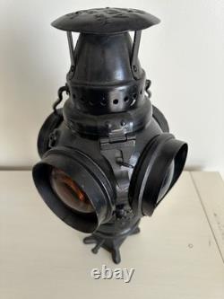 Adlake Railroad Signal Switch Lamp Lantern 4 Way Rock Island Lines Glass Lens