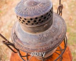 Adlake Reliable Railroad Lantern M. C. R. R. With Etched Globe Antique Original