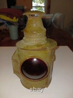 Adlake Vintage Kerosene Railroad Marker Lantern Red Lens