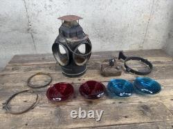 Adlake Vintage Railroad Lamp Lantern Complete Including Bracket Burner, Glass