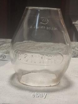Antique (1800's era) C. & N. W. Ry Embossed Oil Lantern Glass (RAILROAD)
