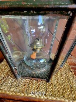 Antique 1880s X-Large Railroad Train Station Tin Oil Lamp Lantern 21 Tall