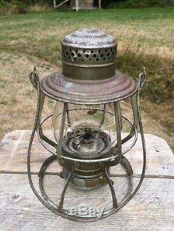 Antique 1889 ICRR Illinois Central Railroad Lantern A&W THE ADAMS Cast Globe