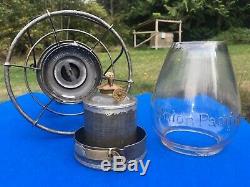 Antique 1889 Union Pacific Railroad Lantern A&W Clear Cast Ext. Base Globe BOLD