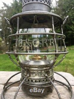 Antique 1895 B&O RR Baltimore & Ohio Railroad Lantern A&W Clear Etched Globe