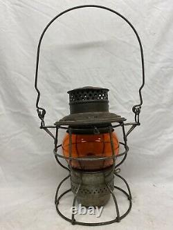 Antique 1920s Adlake Railroad Lantern C. ST. P. M & O Rare Amber Orange Globe