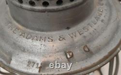 Antique 1923 M & O RAILROAD LANTERN THE ADAMS & WESTLAKE Model 271 Adlake 2-36
