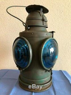 Antique 1930s Handlan St. Louis 4-Way Caboose Railroad Lantern
