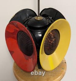 Antique ADLAKE RAILROAD SWITCH LAMP 2 RED & 2 Yellow 3 Setting Corded Table Lamp