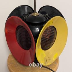 Antique ADLAKE RAILROAD SWITCH LAMP 2 RED & 2 Yellow 3 Setting Corded Table Lamp