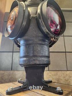 Antique ADLAKE Railroad Lantern MOUNTED Red/Blue LENS ADLAKE RAILROAD DECORATIVE