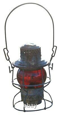 Antique Adams & Westlake Adlake B&O RR Railroad Lantern Santa Fe Red Globe 9