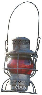 Antique Adams & Westlake Adlake B&O RR Railroad Lantern Santa Fe Red Globe 9