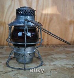 Antique Adams & Westlake Adlake B&O RR Railroad Lantern Santa Fe Red Globe 9