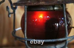 Antique Adams & Westlake Adlake B&O RR Railroad Lantern Santa Fe Red Globe 9