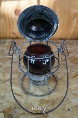 Antique Adams & Westlake Adlake B&O RR Railroad Lantern Santa Fe Red Globe 9