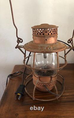 Antique Adams & Westlake Adlake Railroad Kerosene Lantern Lamp Metal Electric