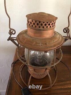 Antique Adams & Westlake Adlake Railroad Kerosene Lantern Lamp Metal Electric