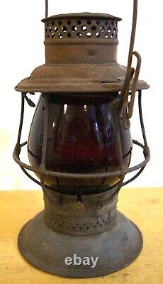 Antique Adams & Westlake Co. NY-Chicago Phil Railroad Lantern with Red Globe