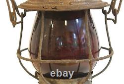 Antique Adams & Westlake Co. NY-Chicago Phil Railroad Lantern with Red Globe