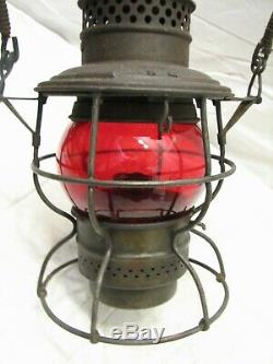 Antique Adams Westlake PRR PA Railroad Lantern Red Globe Kero Lamp