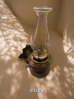 Antique Adams & Westlake Railroad Dining Car Brass Oil Kero Lamp Sconce SEE