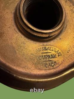 Antique Adams & Westlake Railroad Dining Car Brass Oil Kero Lamp Sconce SEE