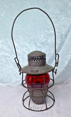 Antique Adlake Kero Railroad Lantern With RR Red Globe 2-45 Canada 1921-23 USA