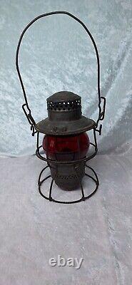 Antique Adlake Kero Railroad Lantern With RR Red Globe 2-45 Canada 1921-23 USA