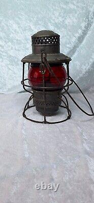 Antique Adlake Kero Railroad Lantern With RR Red Globe 2-45 Canada 1921-23 USA