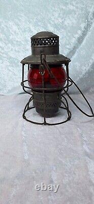 Antique Adlake Kero Railroad Lantern With RR Red Globe 2-45 Canada 1921-23 USA