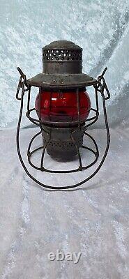 Antique Adlake Kero Railroad Lantern With RR Red Globe 2-45 Canada 1921-23 USA